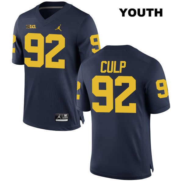 Youth NCAA Michigan Wolverines Adam Culp #92 Navy Jordan Brand Authentic Stitched Football College Jersey UA25K45YY